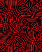 Crimson and Black Wavy Stripe Abstract Rug