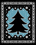 Black Slate Blue Snowflake Tree Border Rug
