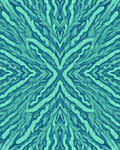 Teal Feathered Symmetry Organic Rug