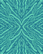 Teal Feathered Symmetry Organic Rug