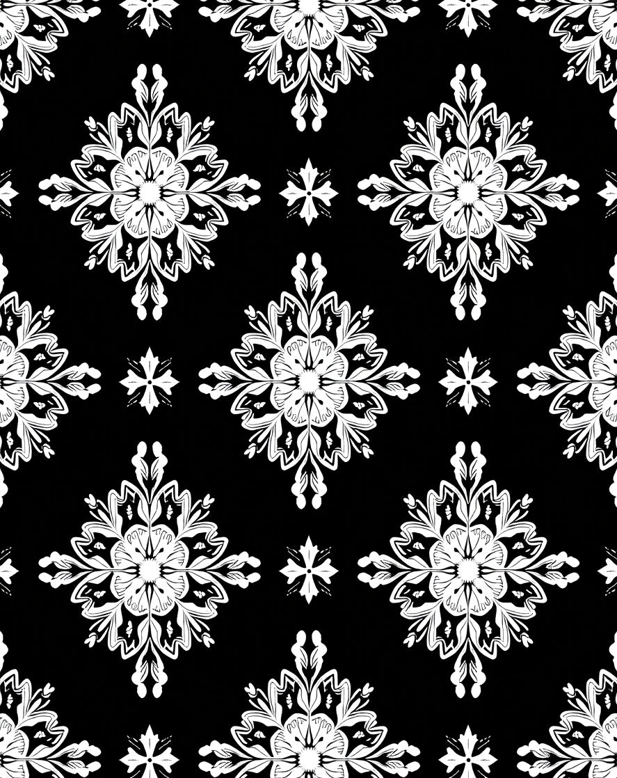 Ornate Black White Mandala Blossom Rug