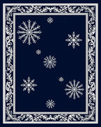 Dark Blue Winter Snowflake Garden Rug