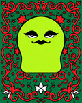 Lime Green Character Red Floral Border Rug