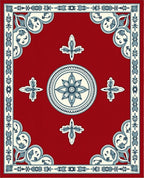 Symmetrical Crimson Floral Corner Accents Rug