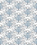 Ornate Blue Heart Scrollwork Rug