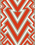 Abstract Coral White Gray Geometric Medallion Rug