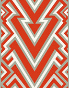Abstract Coral White Gray Geometric Medallion Rug