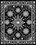 Monochromatic Snowflake Ornamental Border Rug