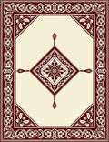 Deep Red Floral Centerpiece Boundary Rug