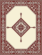 Deep Red Floral Centerpiece Boundary Rug