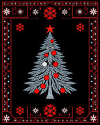 Winter Wonderland Tree Red Borders Rug