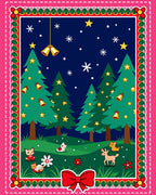 Festive Christmas Trees Night Scene Rug