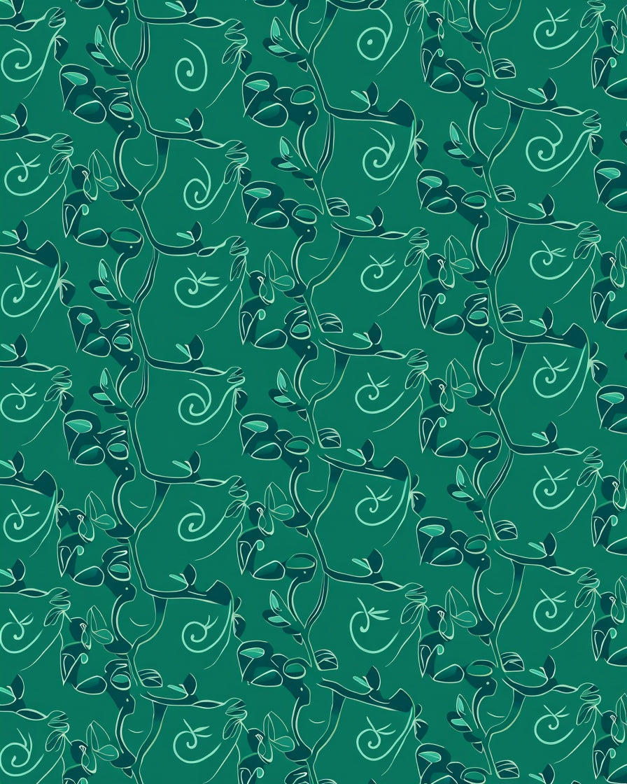 Deep Teal Botanical Swirls Rug