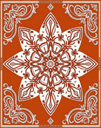 Crimson Medallion Floral Corner Accents Rug