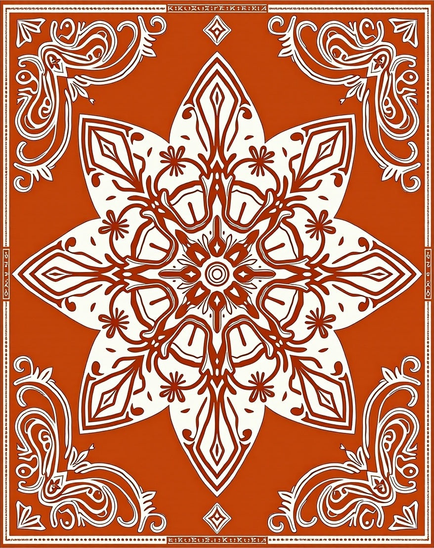 Crimson Medallion Floral Corner Accents Rug