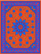 Bold Orange Blue Floral Medallion Rug