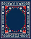 Classic Navy Red White Floral Border Rug