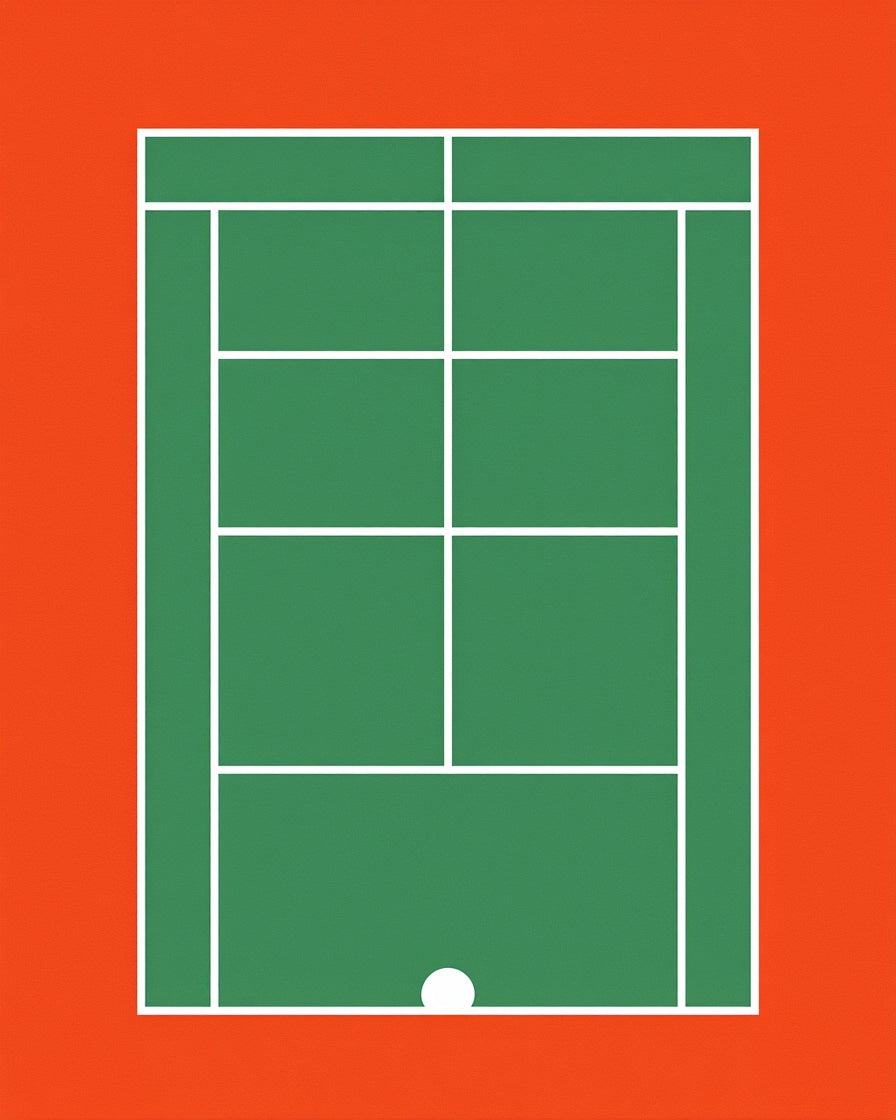Green Tennis Court Geometric Ball Rug
