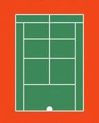Green Tennis Court Geometric Ball Rug