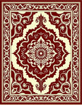 Deep Red Cream Floral Medallion Border Rug