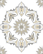 Neutral Beige Symmetrical Mandala Rug