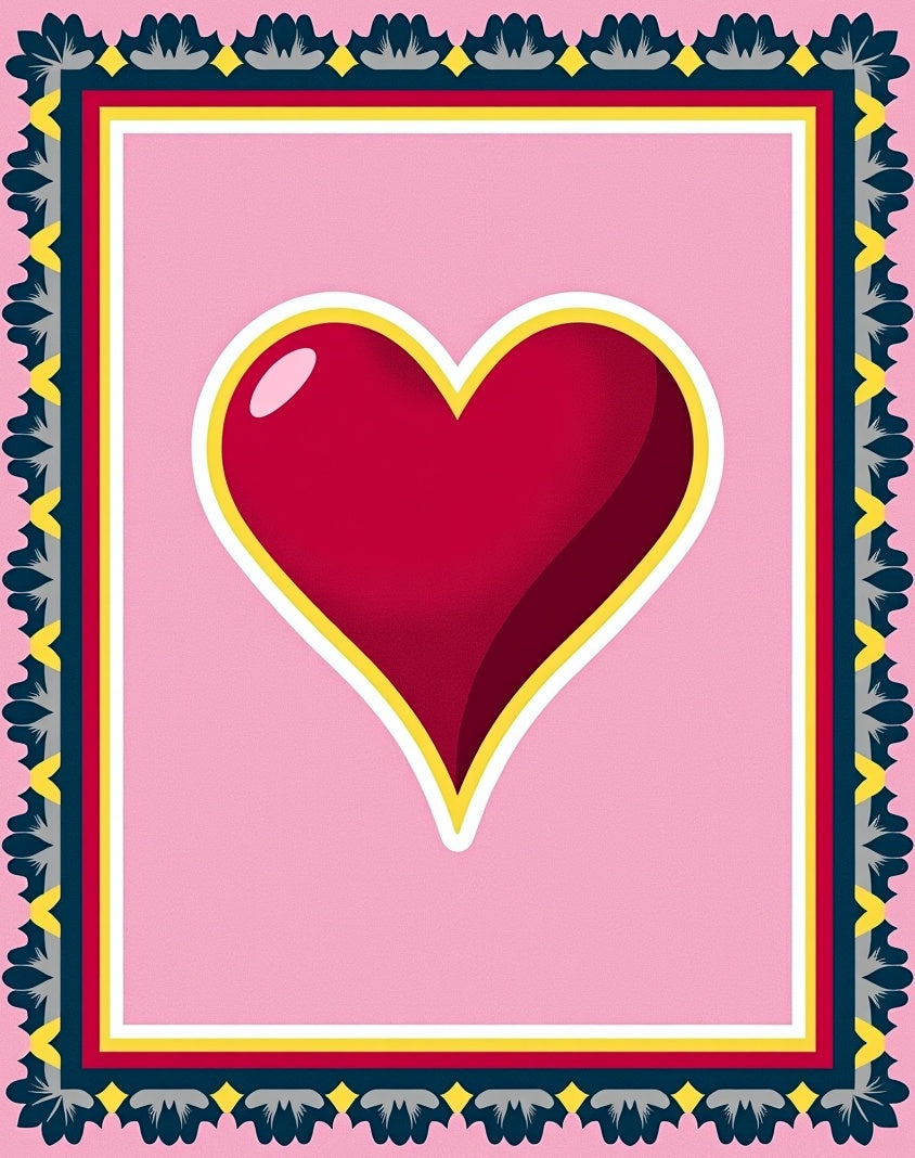 Crimson Heart Pink With BORDER Rug