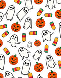 Happy Orange Pumpkin Ghost Candy Rug