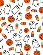 Happy Orange Pumpkin Ghost Candy Rug