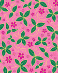 Vibrant Pink Floral Leaf Swirl Rug