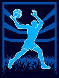 Dynamic Blue Basketball Player Silhouette Rug