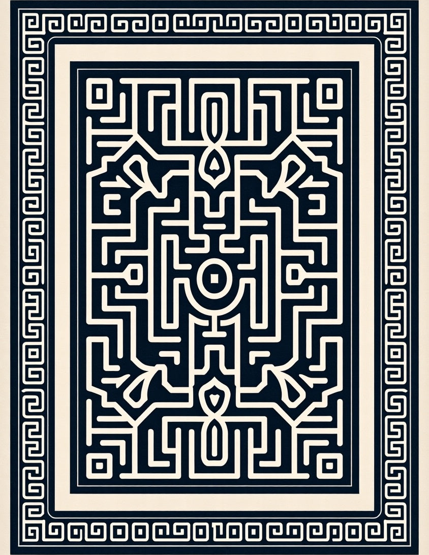 Navajo Inspired Geometric Maze Rug