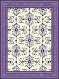 Purple Cream Damask Floral Border Rug