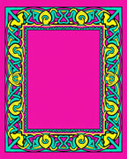 Bright Pink Teal Yellow Celtic Knot Frame Rug