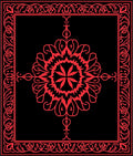 Crimson Floral Medallion Mandala Border Rug