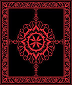 Crimson Floral Medallion Mandala Border Rug