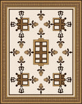Ornate Gold and Brown Geometric Square Rug