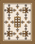 Ornate Gold and Brown Geometric Square Rug