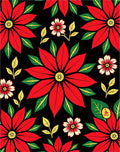 Bold Red Floral Garden Poinsettia Rug