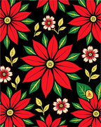 Bold Red Floral Garden Poinsettia Rug