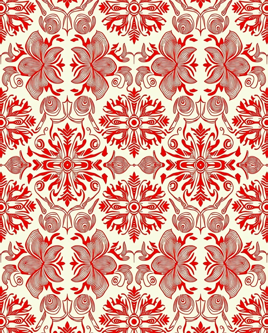 Crimson Floral Medallion Inspired Rug
