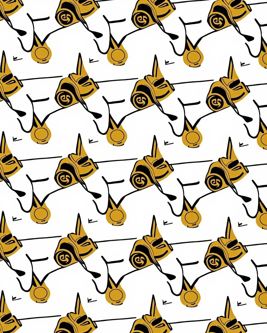 Minimalist Gold Abstract Forms Rug