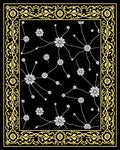 Black Golden Floral Vines Medallion Rug