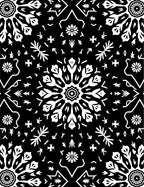 Dark Black White Snowflake Medallion Ornament Rug