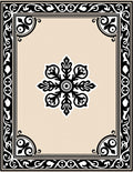 Black Floral Bordered Medallion Rug
