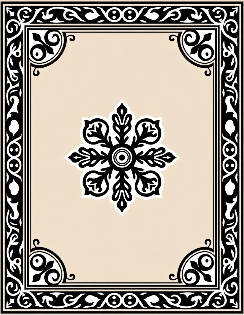 Black Floral Bordered Medallion Rug