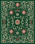 Emerald Green Vintage Floral Medallion Rug
