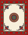 Red Cream Mandala Art Frame Rug