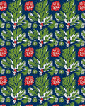 Bold Green Leaf Red Blossom Medley Rug