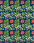 Bold Green Leaf Red Blossom Medley Rug
