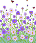 Violet Purple Daisy Meadow Butterflies Rug